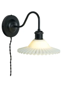 SILVIA Vägglampa 29cm Svart/Opalvit