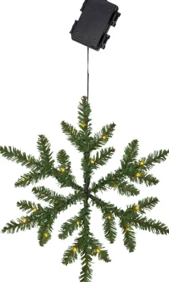 SNOWFLAKE Krans Batteri 40cm 24LED Grön IP44