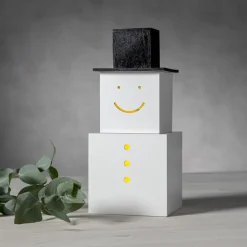 SNOWMAN Dekorationsfigur Batteri 29,5cm Vit