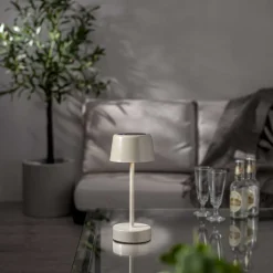 SOLEI Solcellslykta/USB 26,5cm Beige