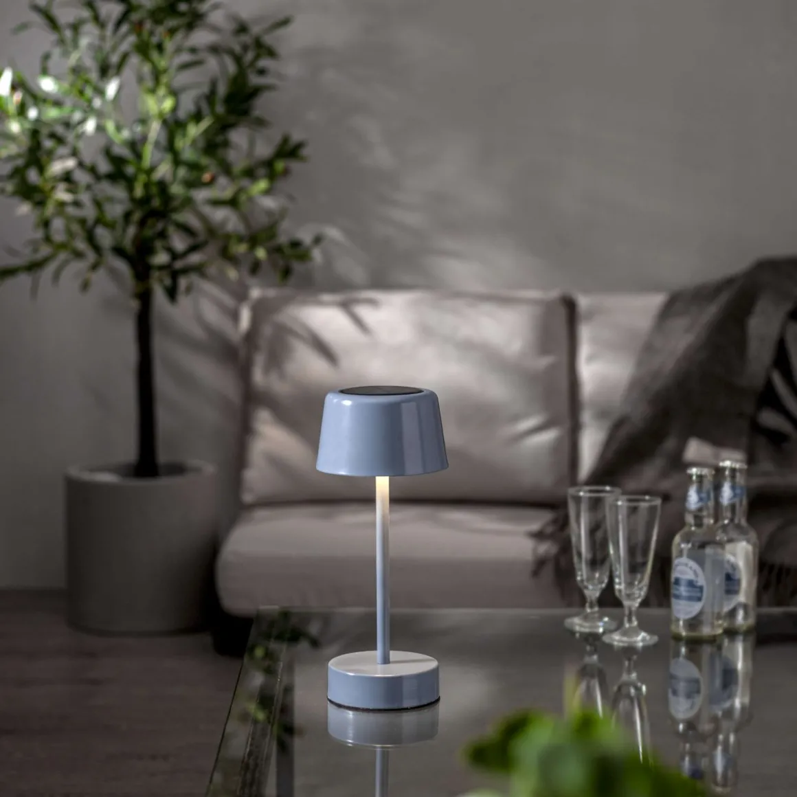 SOLEI Solcellslykta/USB 26,5cm Blå