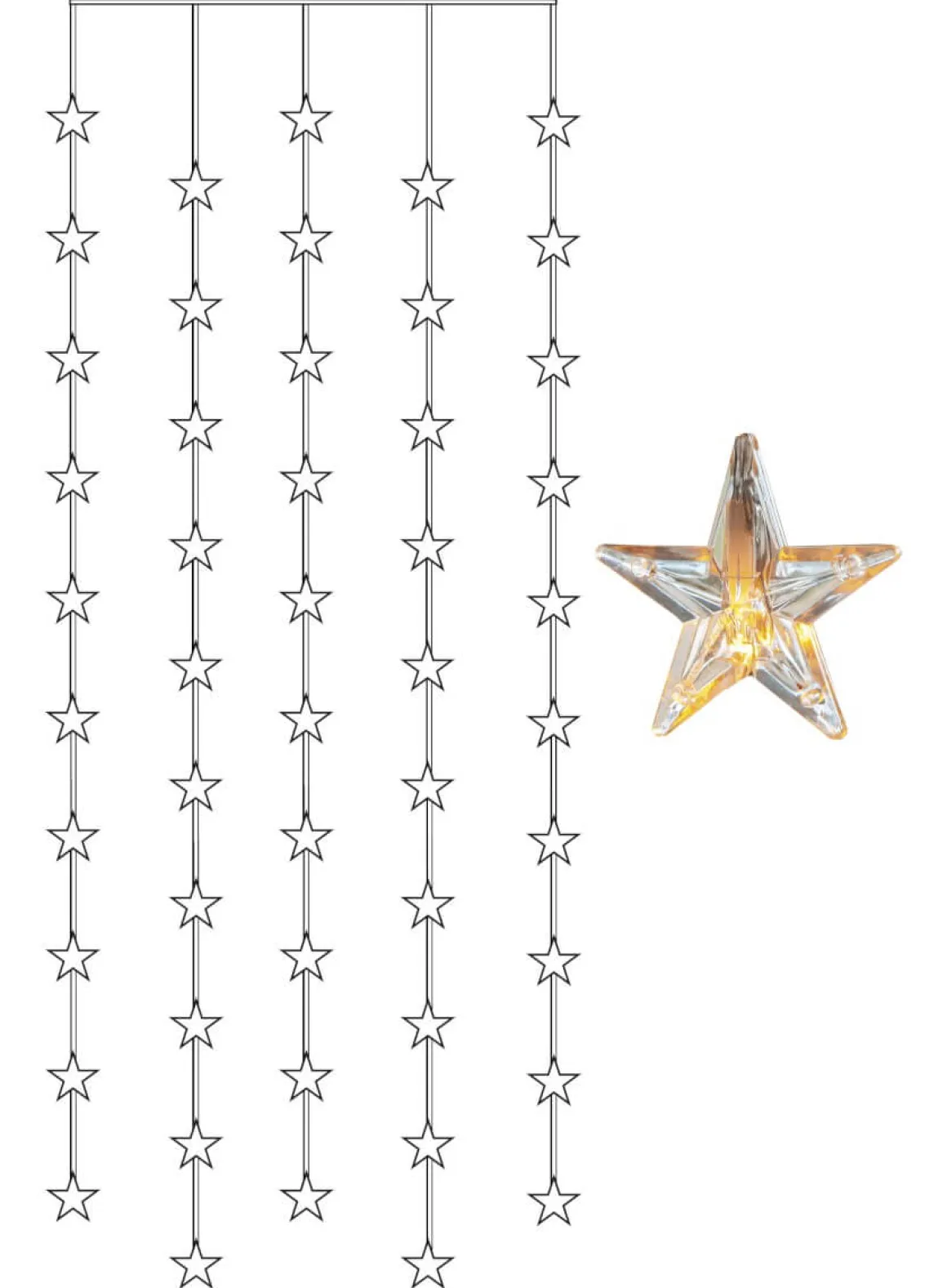 STAR CURTAIN Ljusgardin Batteri 2m 50LED Varmvit/Transparent