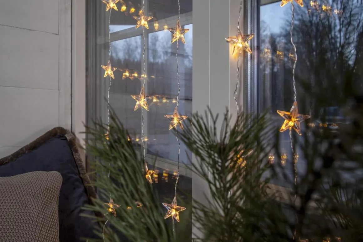 STAR CURTAIN Ljusgardin 1,2m 30LED Varmvit/Klar
