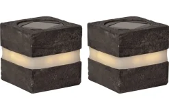STONECUBE Solcellsdekoration 2-pack 8,5cm Grå