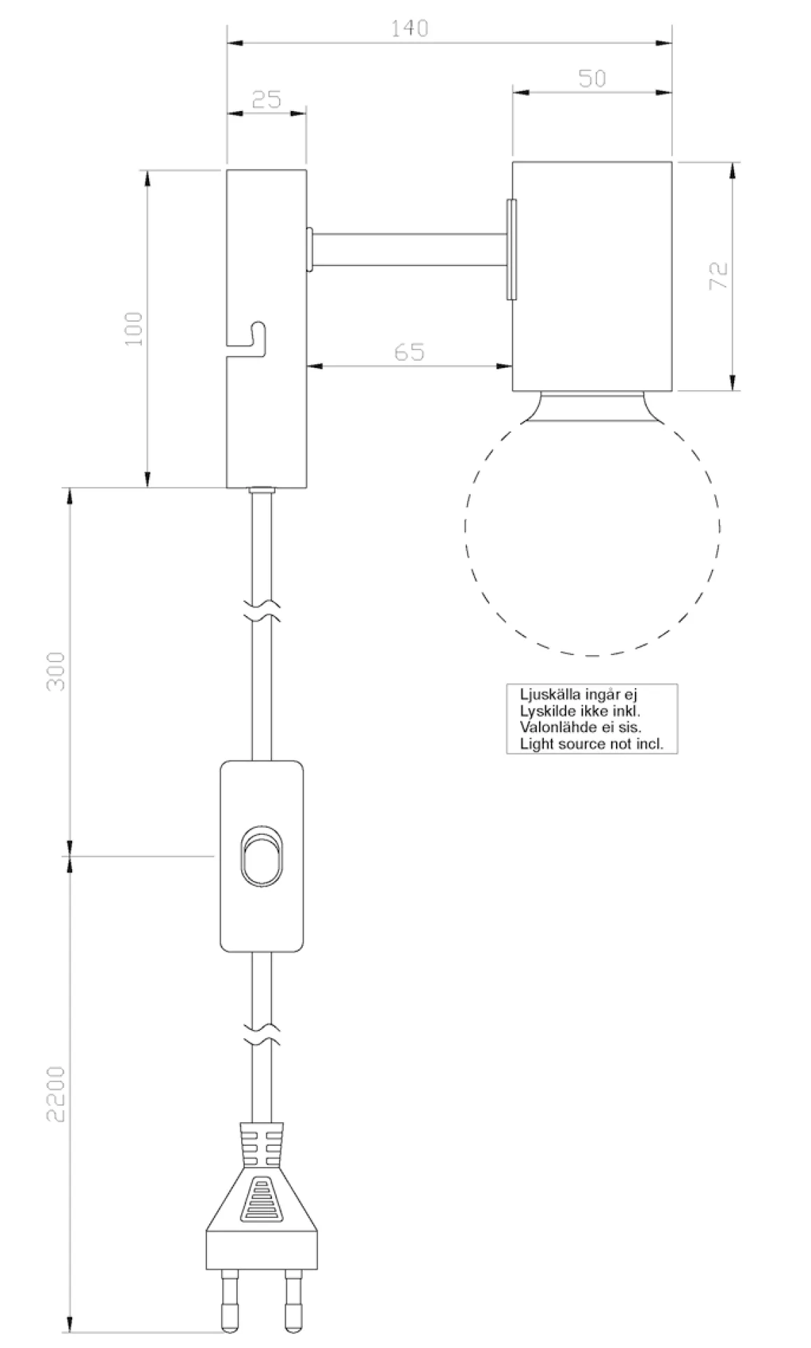 STRICT Vägglampa 13,5cm Svart