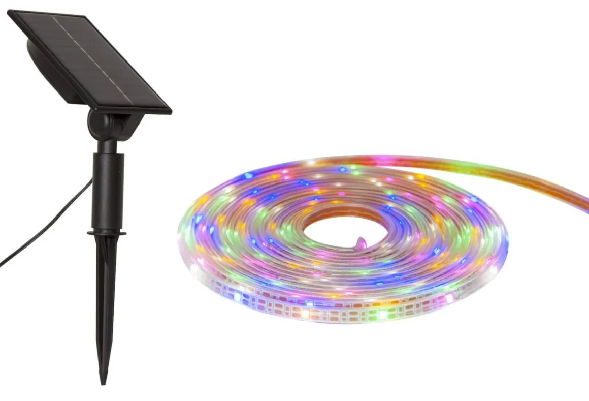 STRIP LIGHT Solcellsslinga 5m Flerfärgad