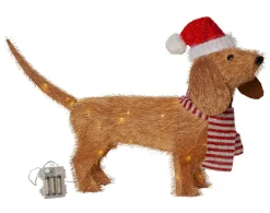 TECIDY Utomhusdekoration Hund Batteri 70cm Brun
