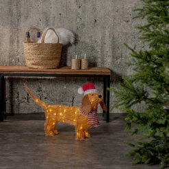 TECIDY Utomhusdekoration Hund Batteri 70cm Brun