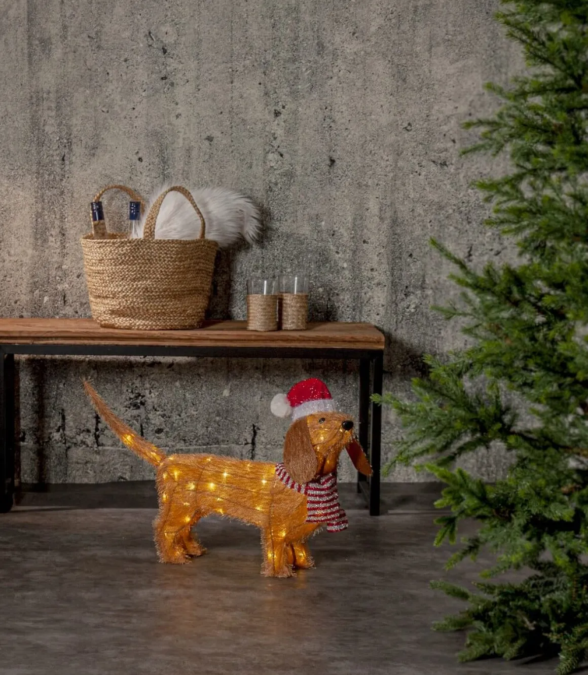 TECIDY Utomhusdekoration Hund Batteri 70cm Brun