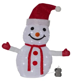 TECIDY Utomhusdekoration Snögubbe Batteri 70cm Vit/Röd