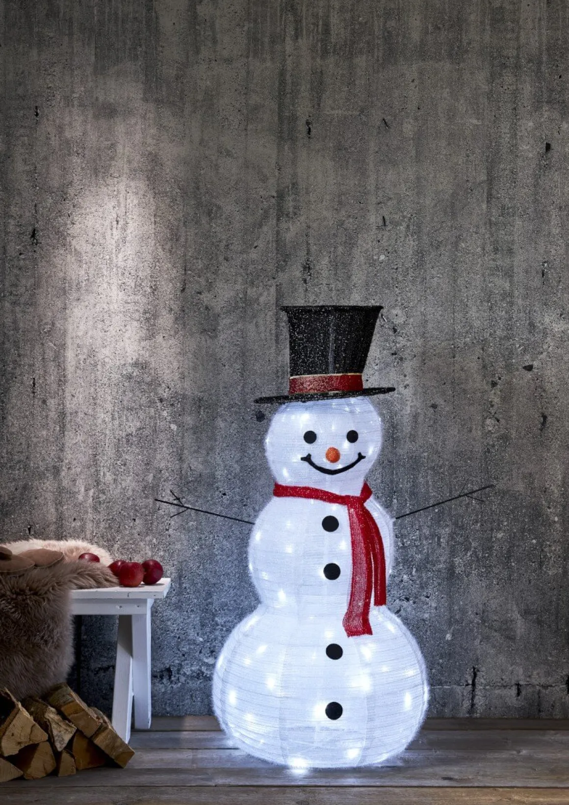 TECIDY Utomhusdekoration Snögubbe 1,2m Vit/Svart