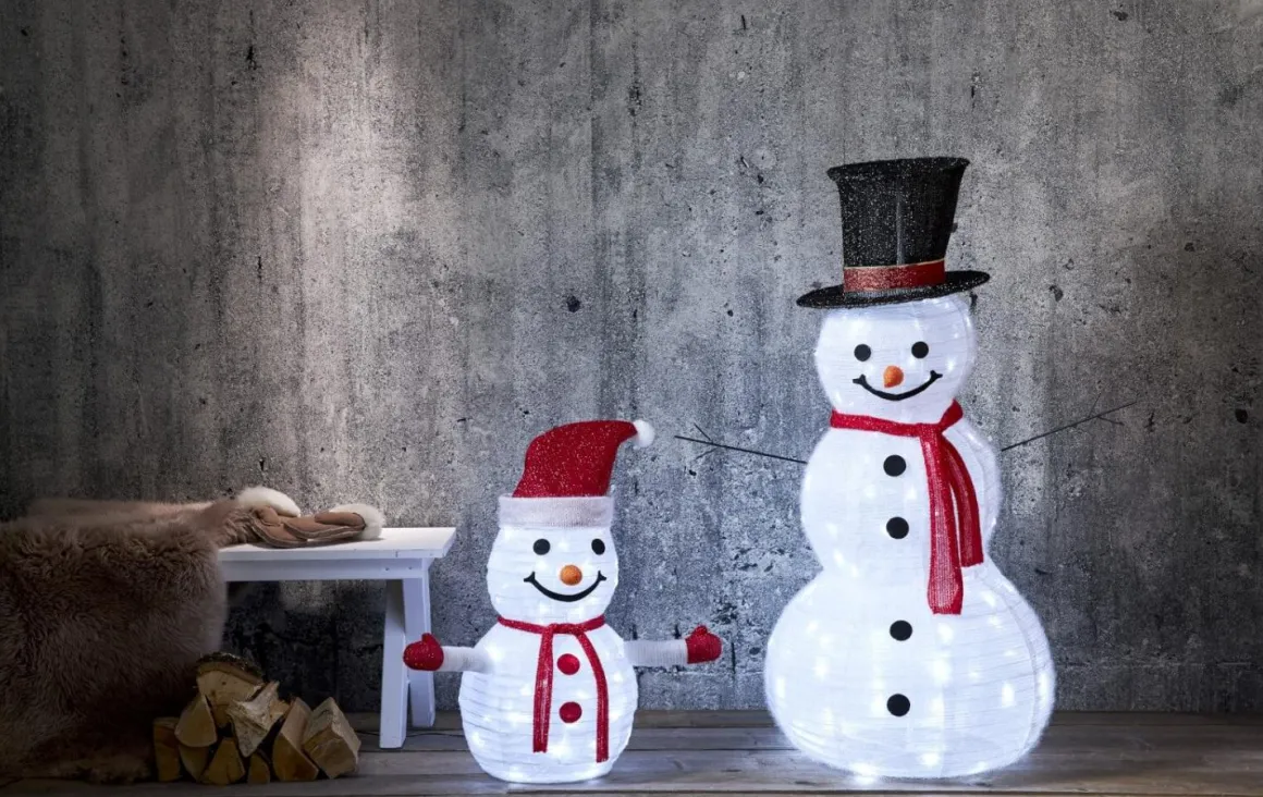 TECIDY Utomhusdekoration Snögubbe 1,2m Vit/Svart