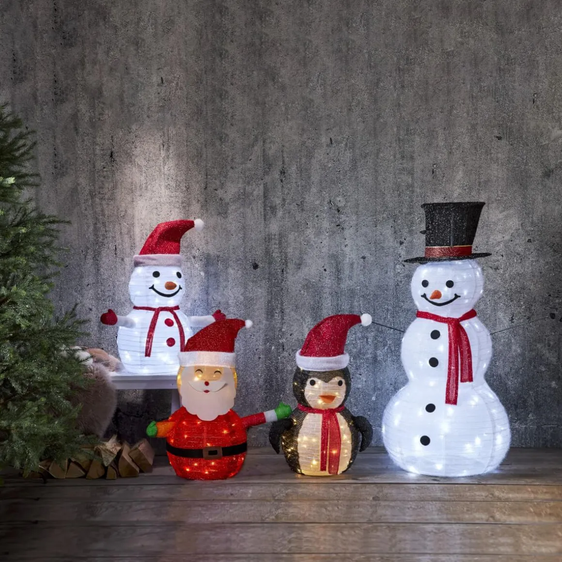 TECIDY Utomhusdekoration Tomte Batteri 70cm Vit/Röd