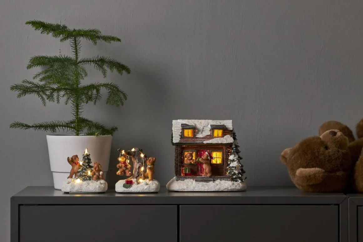 TEDVILLE Björnlek Hus Batteri 18cm Flerfärgad