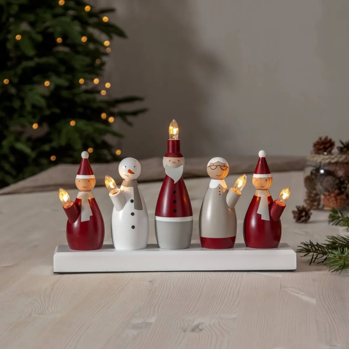 TOMTEFAMILJ Ljusstake 5L 33,5cm Flerfärgad