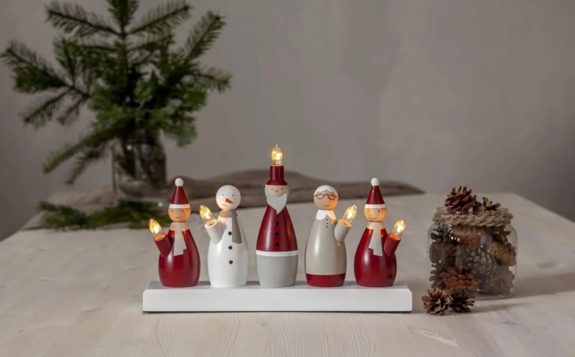 TOMTEFAMILJ Ljusstake 5L 33,5cm Flerfärgad