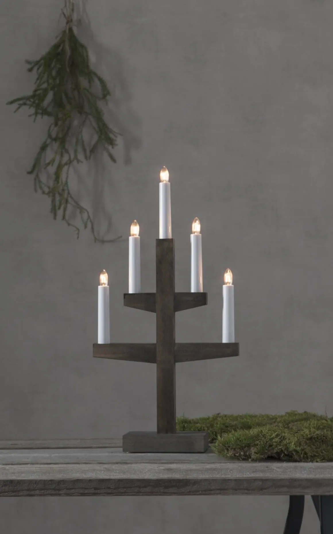 TRAPP Ljusstake 5L 46cm Brun