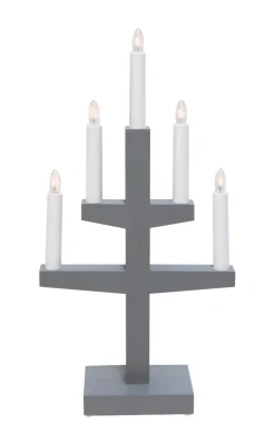 TRAPP Ljusstake 5L 46cm Grå