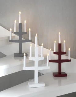 TRAPP Ljusstake 5L 46cm Grå