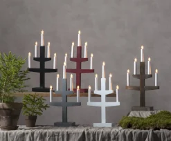 TRAPP Ljusstake 5L 46cm Grå