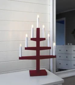 TRAPP Ljusstake 7L 54cm Röd
