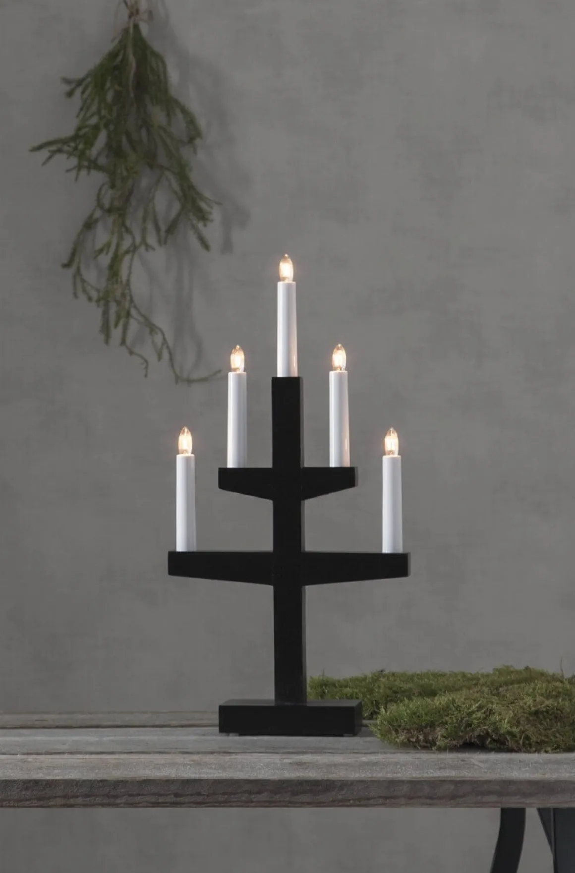 TRAPP Ljusstake 5L 46cm Svart