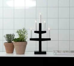 TRAPP Ljusstake 5L 46cm Svart