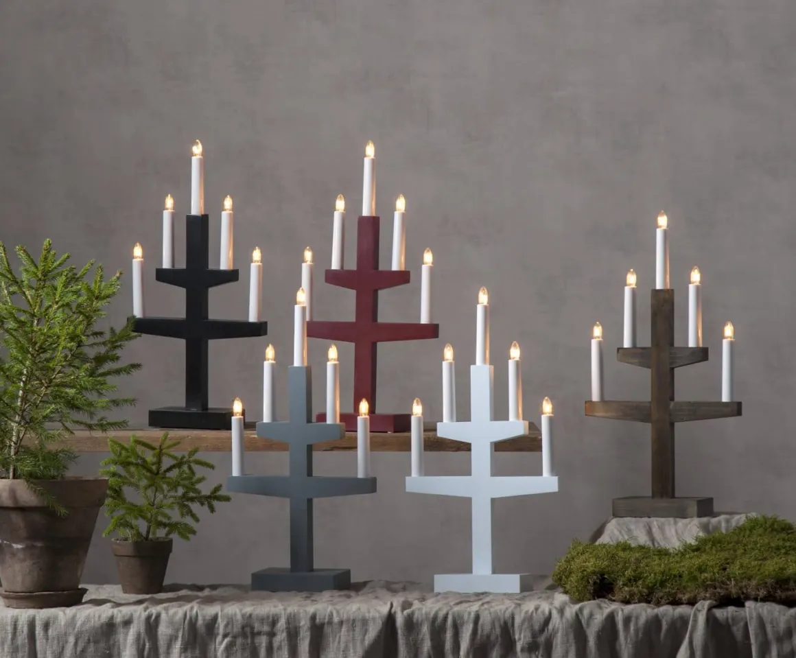 TRAPP Ljusstake 5L 46cm Svart