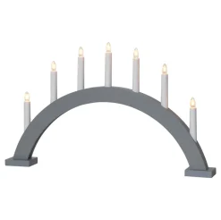 TRAPP Träljusstake 7L 34cm Båge Grå