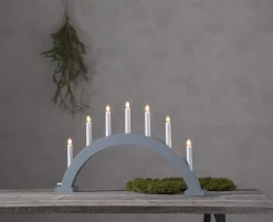 TRAPP Träljusstake 7L 34cm Båge Grå