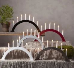 TRAPP Träljusstake 7L 34cm Båge Grå