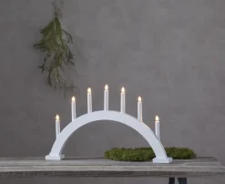 TRAPP Träljusstake 7L 34cm Båge Vit