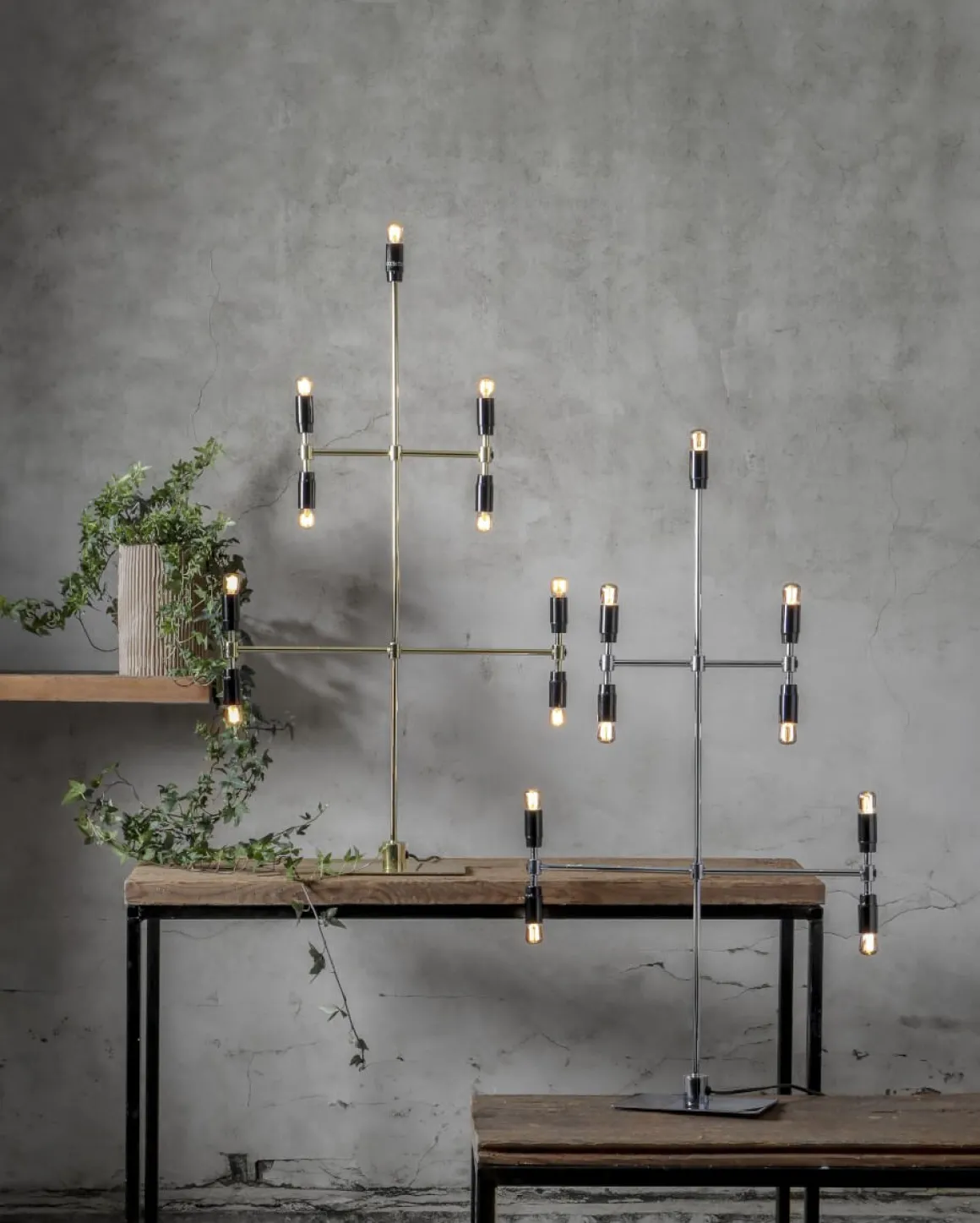 TWICE Ljusstake 9L 91cm Mässing