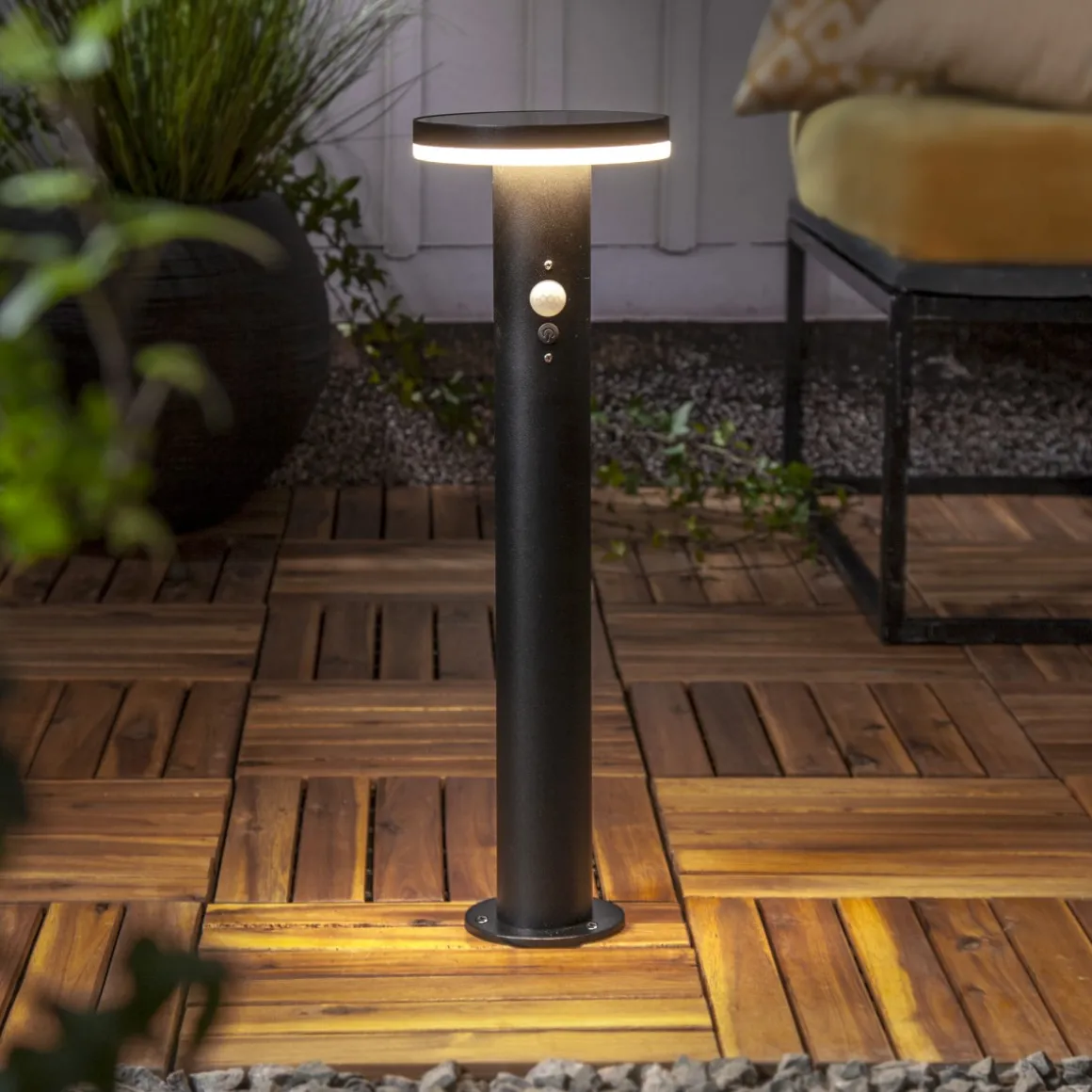 VALLETTA Solcells-pollare Sensor 50cm Svart