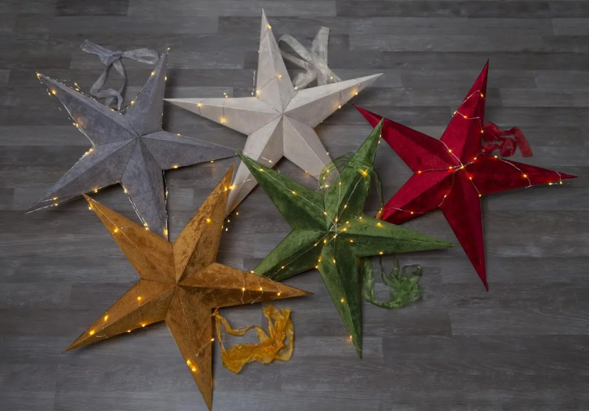 VELVET Pappersstjärna 60cm 40LED Guld