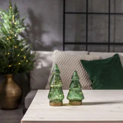 VERDE Glasdekoration Batteri 24cm Grön