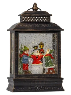 VINTER Lykta med Barn & Snögubbe 27cm Brons