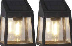 WALLY FILAMENT Solcells-vägglykta 2-Pack 13,5cm Svart