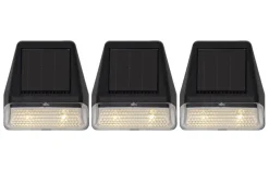 WALLY MINI 3-Pack Solcells-vägglykta 7,5cm Svart Varmvit IP44