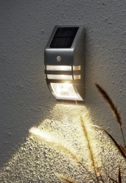 WALLY Solcells-Vägglykta 17cm Rostfritt Stål