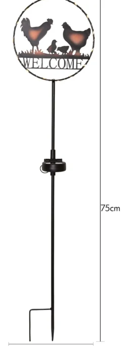 WELCOME Solcellsdekoration 75cm Svart