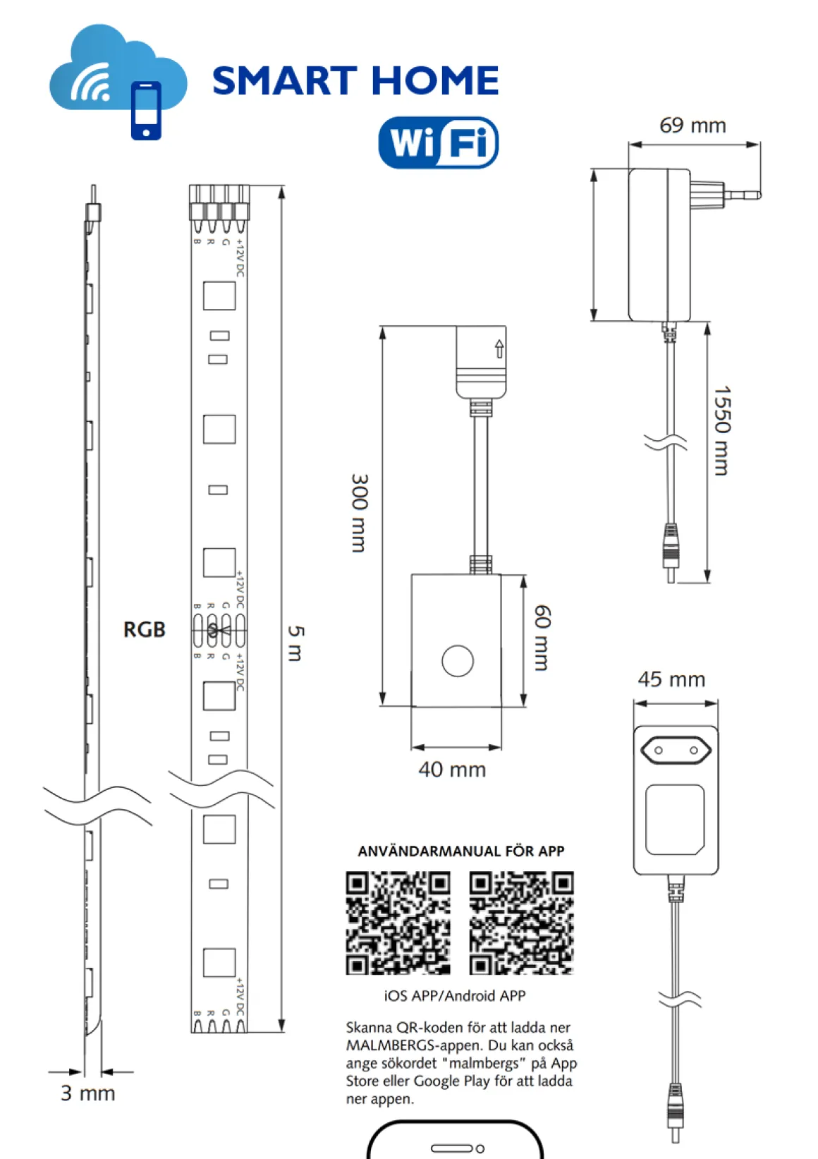 WIFI RGB LED-List Kit 5m 12V