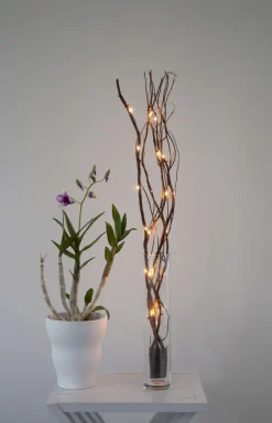 WILLOW DEWDROP Dekorationskvist 8cm 24LED Brun