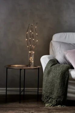 WILLOW DEWDROP Dekorationskvist 8cm 24LED Brun