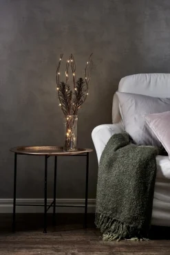 WILLOW DEWDROP Dekorationskvist 8cm 24LED Brun