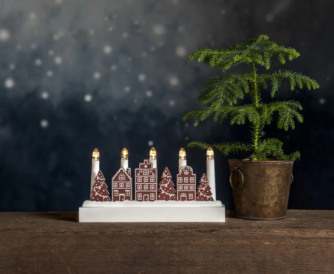 YULETIDE Ljusstake Batteri 5L 28cm Brun