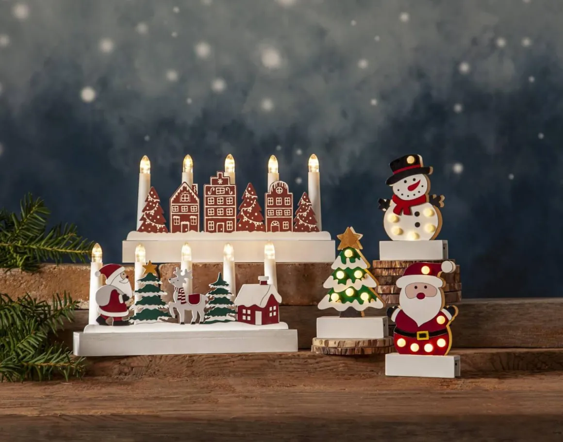 YULETIDE Ljusstake Batteri 5L 28cm Brun