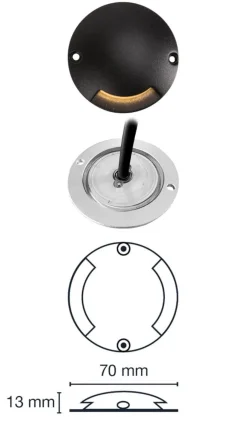 ZENIT Decklight 7cm 12V Svart IP67