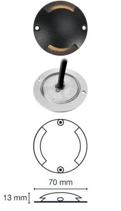 ZENIT DUO Decklight 7cm 12V Svart IP67